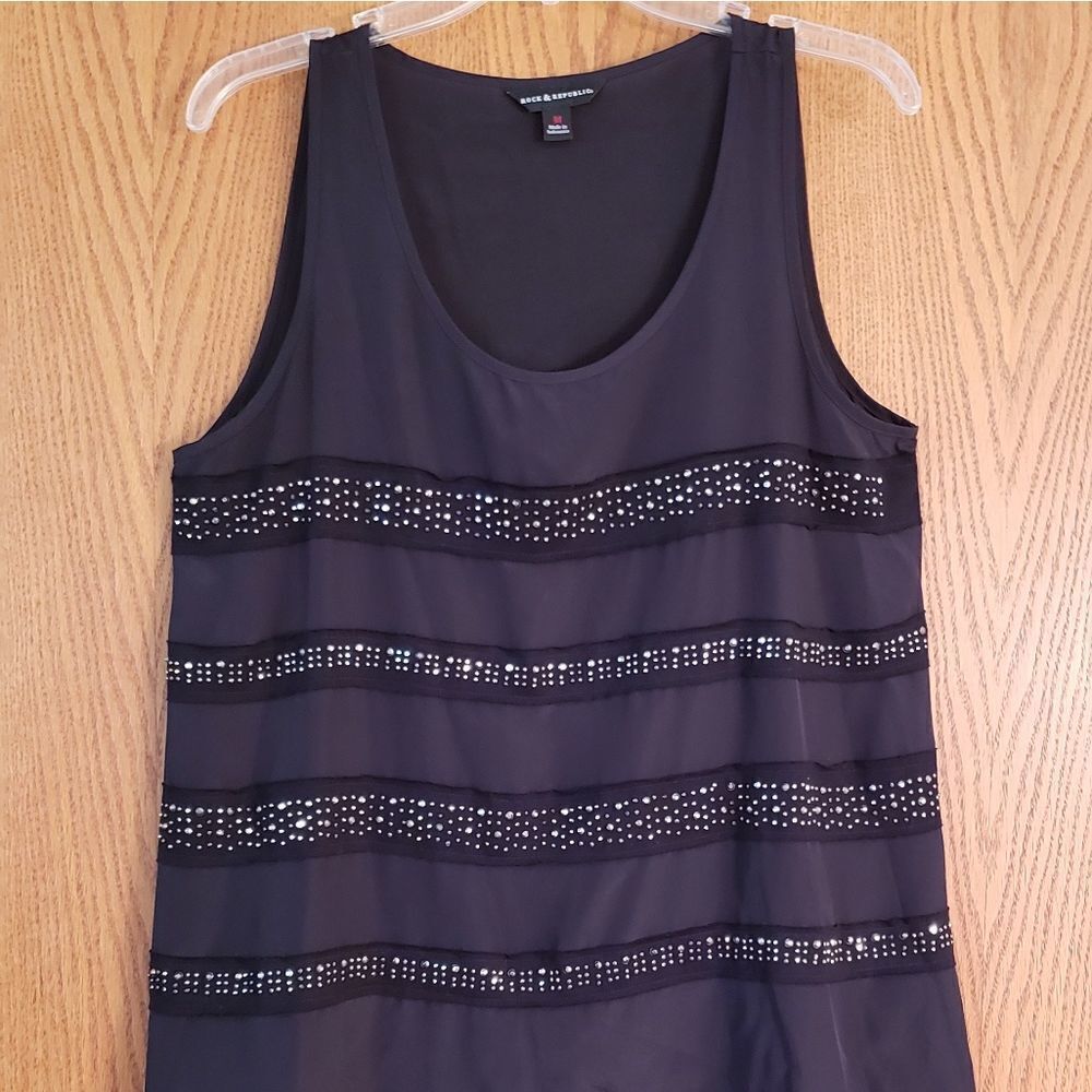 Rock and Republic Ladies Black Embellished Top M